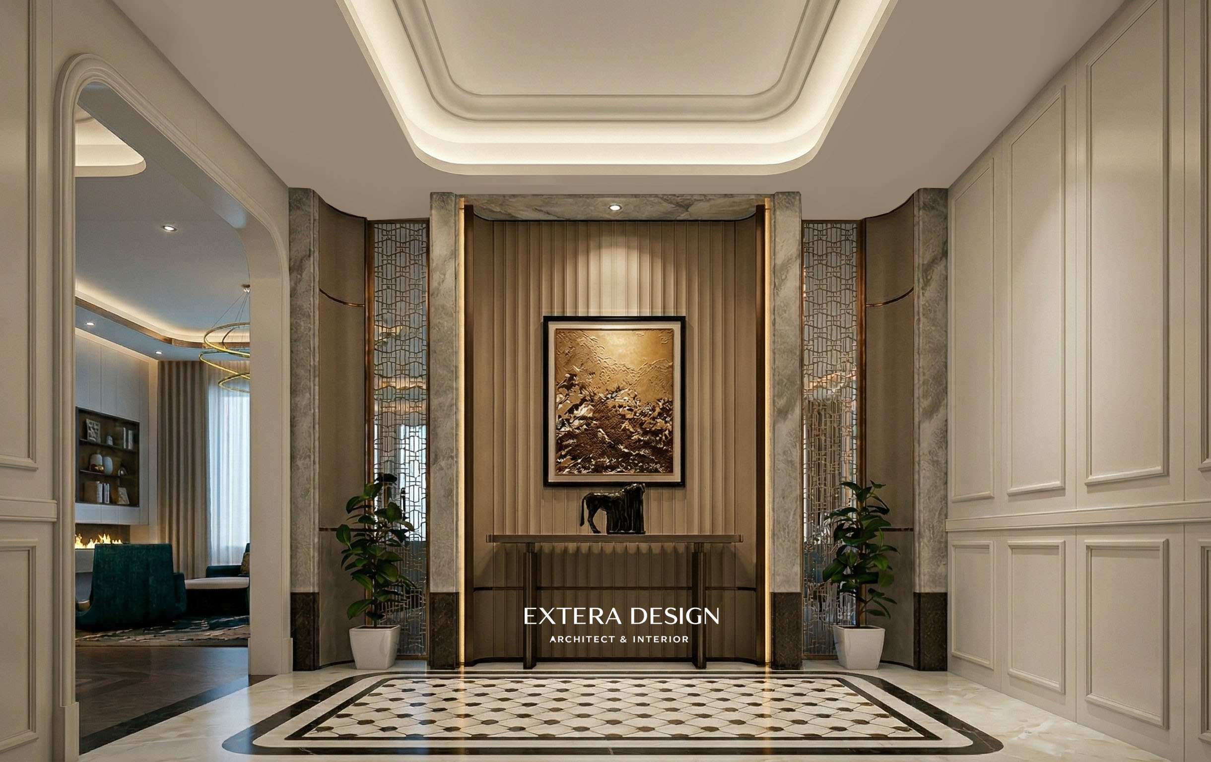 Foyer interior design by Extera Design